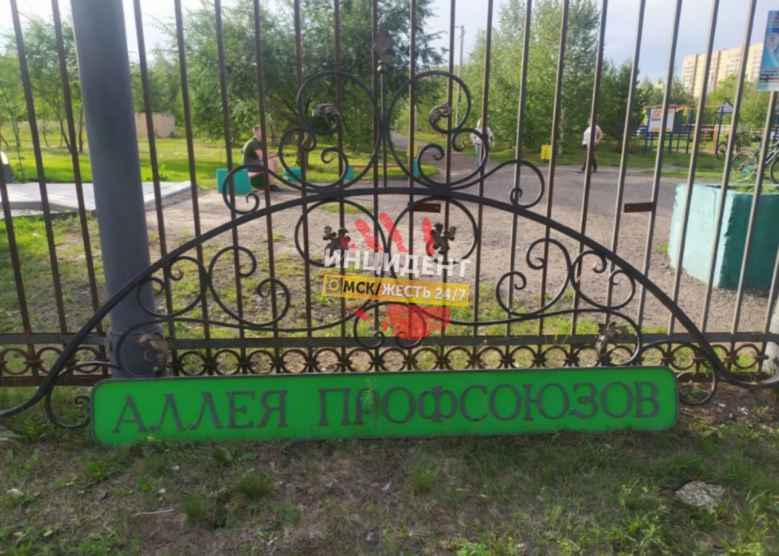 В парке 300-летия Омска на человека упала табличка