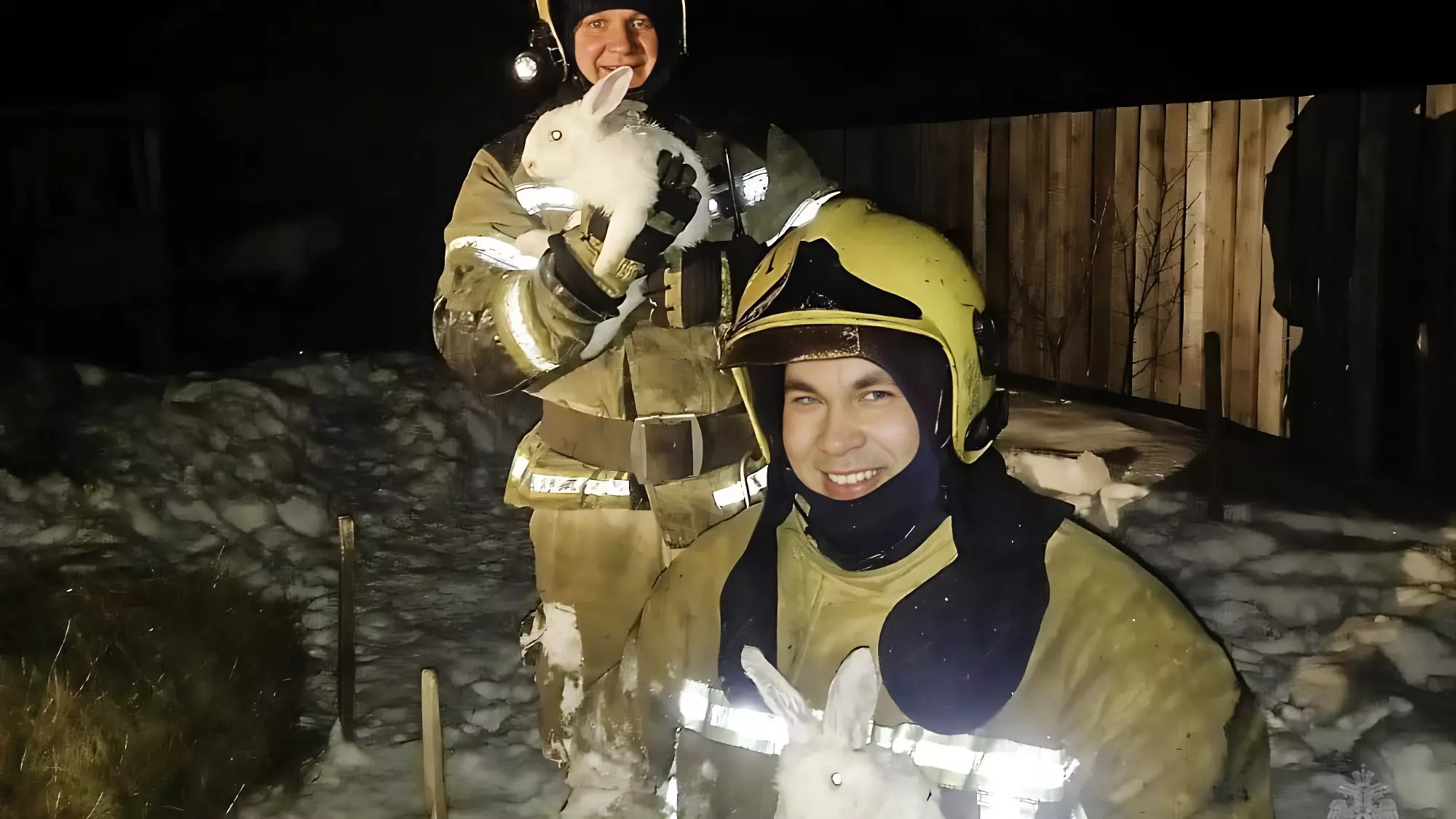 Омские пожарные спасли из огня семейство кроликов